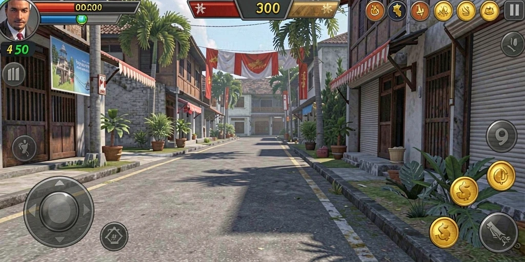 Screen gameplay yang menunjukkan pertarungan melawan musuh.